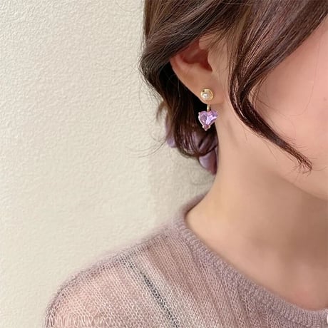 purple heart × pearl 2way pierce