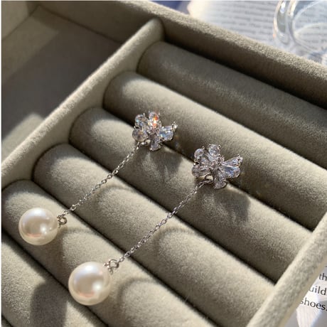 ribbon stone long pearl pierce