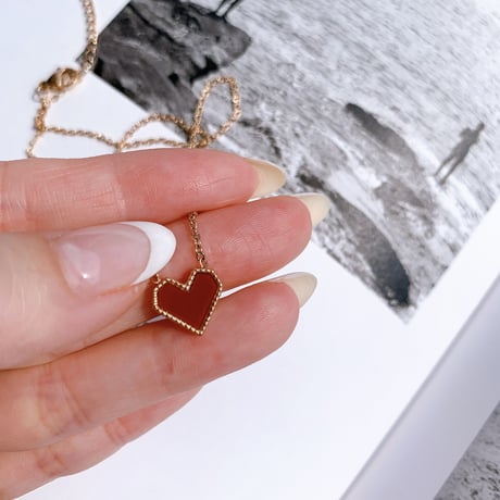 heart pink gold necklace