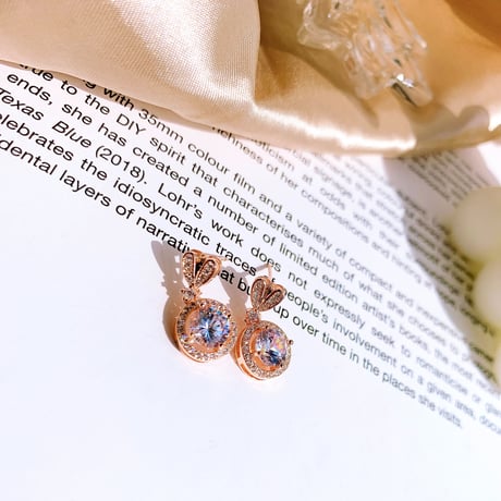 heart × zirconia pink gold pierce