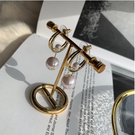 double pearl chain hoop pierce