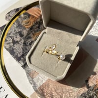 pearl × butterfly open ring