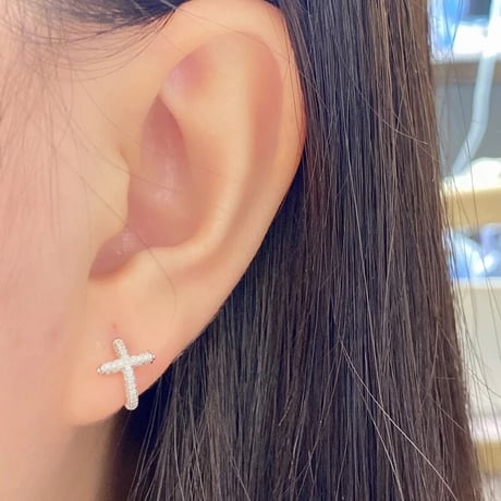 cross silver mini pierce