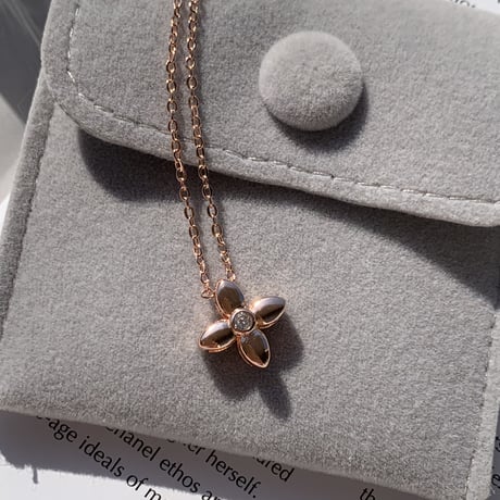 flower stone ping gold necklace