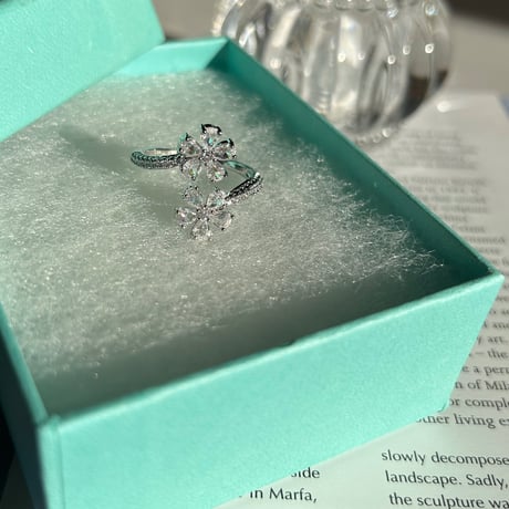 double flower stone open ring