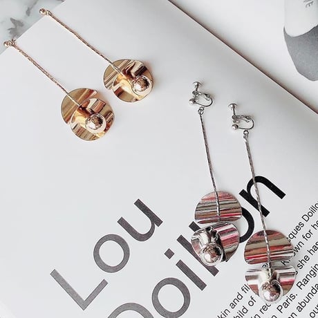 bowl metal long pierce/earring