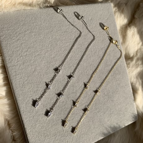 stone × chain long pierce