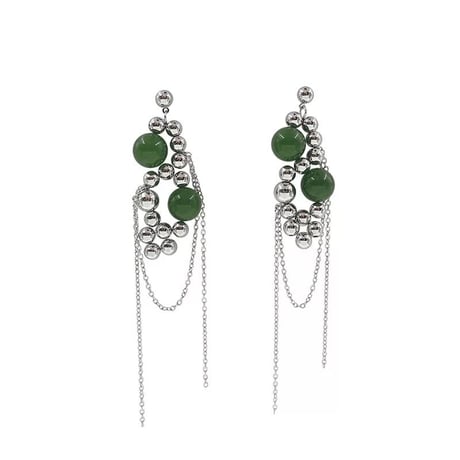 green × silver bowl chain pierce
