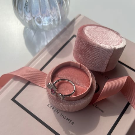 ruby color flower open ring