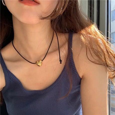 metal heart choker necklace
