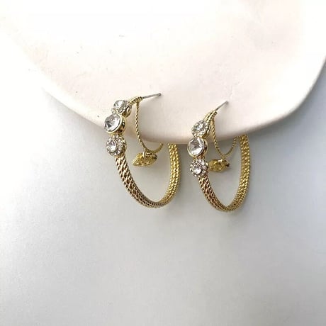charm stone double hoop pierce