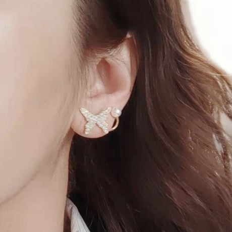 butterfly  ×  pearl 2way pierce