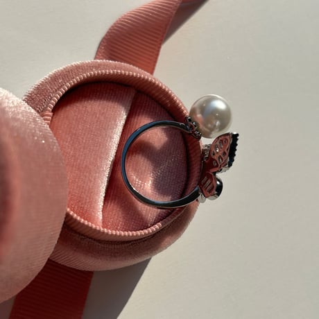 pearl × butterfly open ring