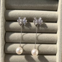 ribbon stone long pearl pierce
