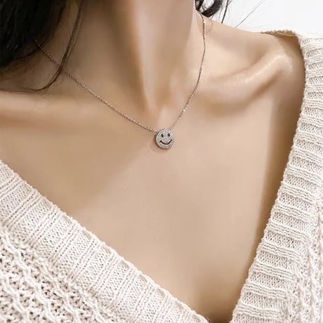 smile stone silver necklace