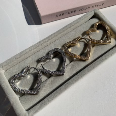 heart stone hoop pierce