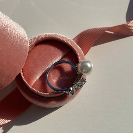 pearl × butterfly open ring