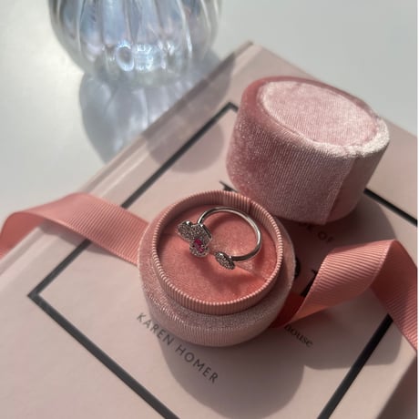 ruby color flower open ring