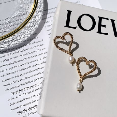 vintage heart × baroque pearl pierce