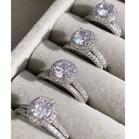 zirconia stone ring 2set