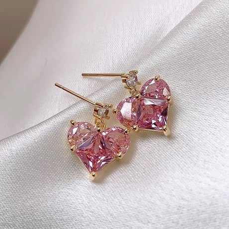 heart pink stone pierce