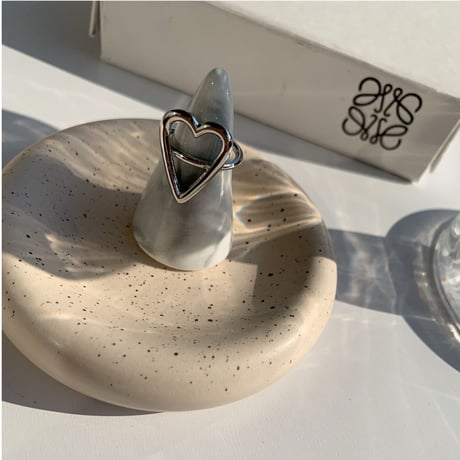 silver heart open ring