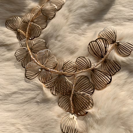 gold flower see-through long hair accessory