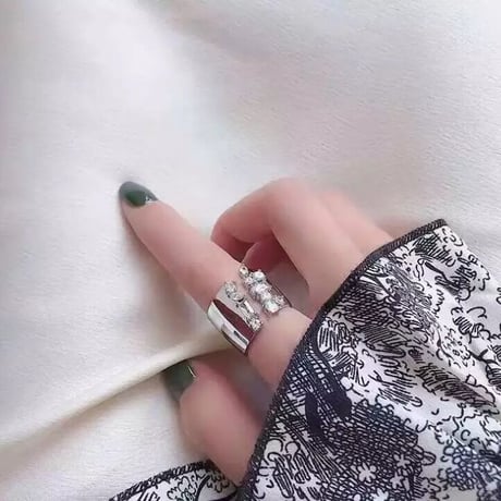 silver rent stone open ring