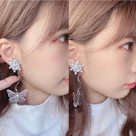 crystal × butterfly curve long pierce