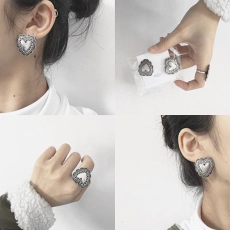 vintage heart silver pierce