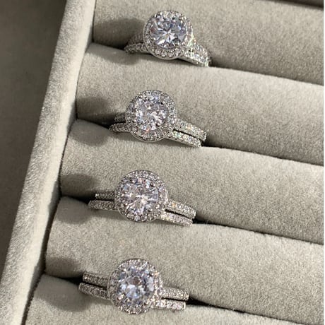 zirconia stone ring 2set