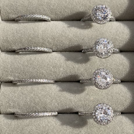 zirconia stone ring 2set
