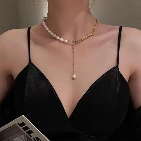 baroque  pearl × gold necklace