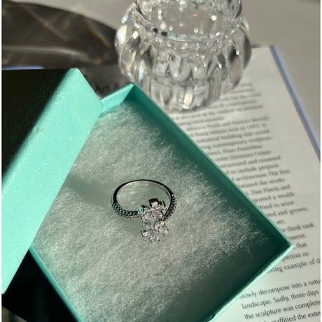 double flower stone open ring