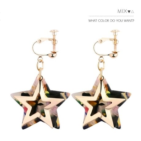 star gold marble plate earring