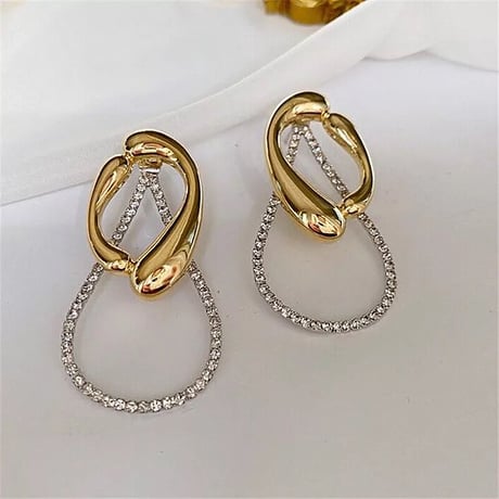 gold × stone 2way loop pierce
