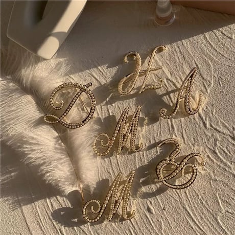 alphabet pearl brooch