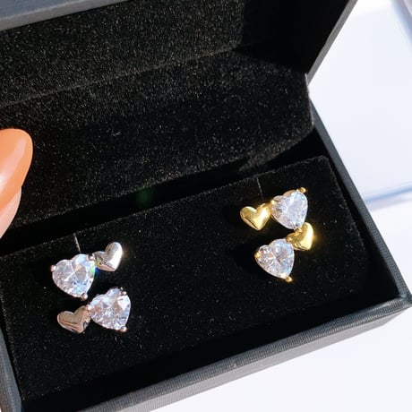 double heart mini pierce
