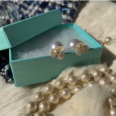 shell flower pearl catch 2way pierce