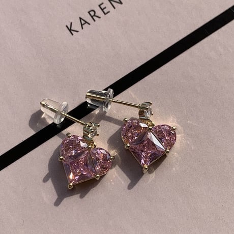 heart pink stone pierce