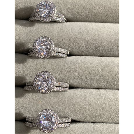 zirconia stone ring 2set