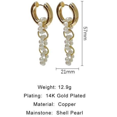 gold hoop × pearl 2way  pierce