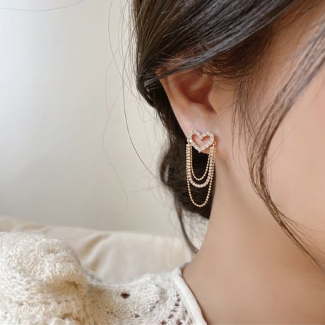 heart double chain pierce