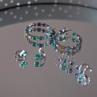 colorful stone double ear cuffs