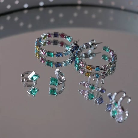 colorful stone double ear cuffs