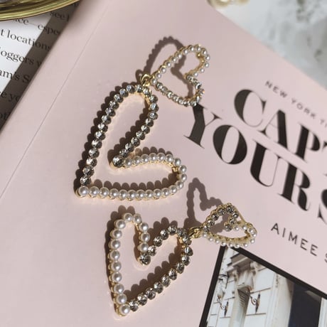 double heart pearl stone pierce