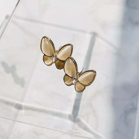 butterfly clear stone  pierce/earring