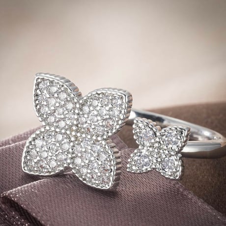 double flower open ring