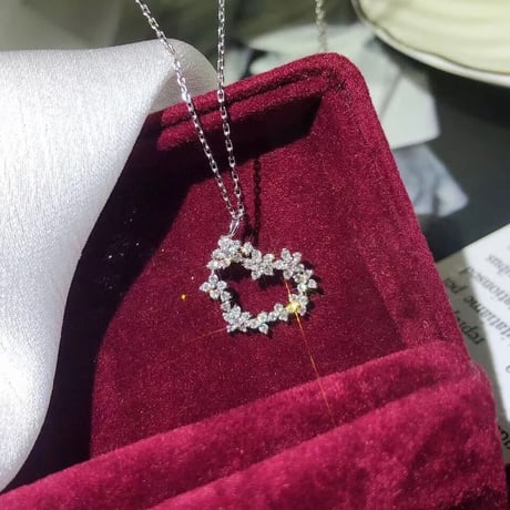flower stone heart necklace