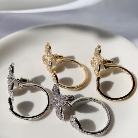 flower stone  hoop 2way pierce
